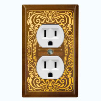 WorldAcc Metal Light Switch Plate Outlet Cover (Vintage The Original Whiskey Yellow Frame Border Brown - Single Toggle)