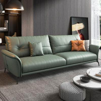 MABOLUS 85.83" Khaki Genuine Leather Standard Sofa cushion couch