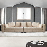 HOUZE 118.09" Creamy White Cloth Modular Sofa cushion couch