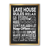 East Urban Home 'Lake House Rules' - Picture Frame Print on Canvas