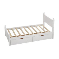 Alcott Hill Twin Size Wooden Platform Bed Frame With 2 Drawers