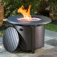 Latitude Run® Milomir 25" H x 36" W Aluminum Propane Outdoor Fire Pit Table