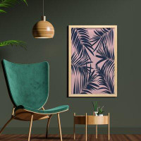 East Urban Home Ambesonne Navy And Blush Wall Art With Frame, Summer Exotic Floral Tropical Palm Tree Leaf Banana Plant