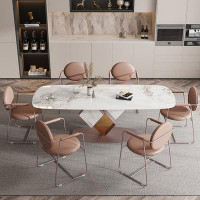RARLON Light luxury modern simple home rock plate dining table and chair combination