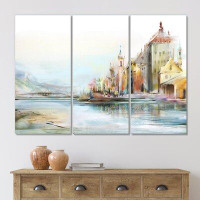 East Urban Home Zurich By The River In Afternoon Sunlight - Lake House Canvas Wall Art Print