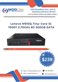 Lenovo ThinkCentre M910Q Tiny Desktop: Core i5-7500T 2.70GHz 8G 500GB-SATA PC Off Lease For Sale!!