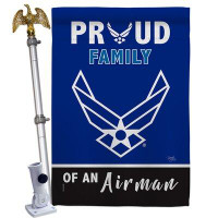 Breeze Decor Proud Family Airman House Flag Set Air Force Armed Forces 28 X40 Inches Double-Sided Decorative Decoration