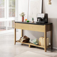 Millwood Pines 47 Inch Modern Farmhouse Double Drawers Console Table For Living Room Or Entryway