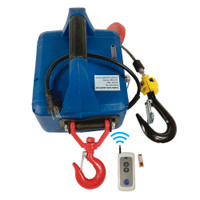 110V Wire-controlled and remote-controlled 3in1 Electric Hoist 450KGX7.6M Portable Household Winch 300185