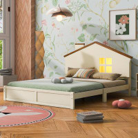 Harper Orchard Wood Platform Bed With House-Shaped Headboard And Built-In LED