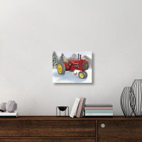 East Urban Home 'Christmas in the Heartland III Red Tractor' Print on Canvas