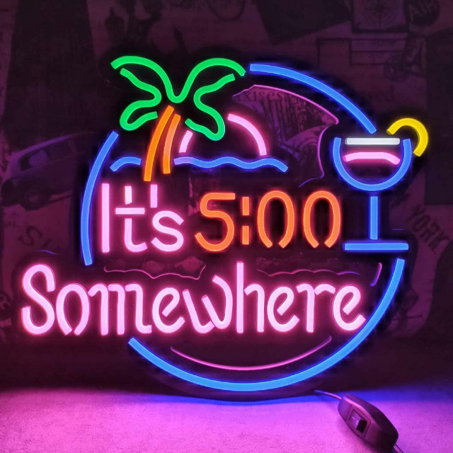 NEW NEON LED WALL SIGN IT'S 5 SOMEWHERE 228433 in Other in Alberta