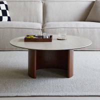 Great Deals Trading 47.24" Brown Solid wood + Sintered Stone Round Coffee Table