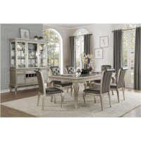 Saflon Retta Silver Faux Leather Upholstered Seat Rectangular Dining Room Set