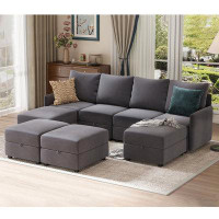 Ivy Bronx Convertible Sectional Sofa With Storage Chaise For Living Room, Free Combination L/U Shaped Sofa For Apartment