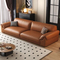 Fortuna Femme 110.24"Orange Genuine Leather Modular Sofa cushion couch