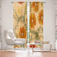 East Urban Home Lined Window Curtains 2-panel Set for Window Size Paper Mosaic Orange Flower Pattern