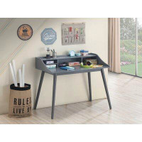 George Oliver Wooden Writing Desk With 4 Open Compartments, Grey