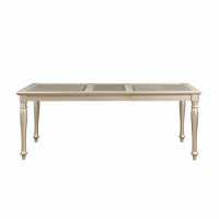 House of Hampton Traditional Design Silver Finish Dining Table 1pc Extension Leaf