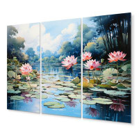 Bungalow Rose China Art Lotus Pond III - China Art Metal Wall Decor Set