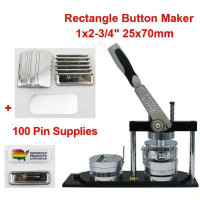 ALL METAL DIY Rectangle 25*70mm Button kit!Badge Maker+100 Pins 015371