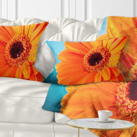 Made in Canada - East Urban Home Flowerswork Daisy Gerbera Flower Close up Lumbar Pillow