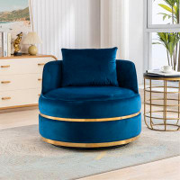 Mercer41 360 Degree Swivel Accent Chair Velvet Modern Upholstered Barrel Chair Over-Sized Soft Chair With Seat Cushion F