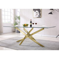 Mercer41 Modern Tempered Glass Top Dining Table