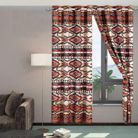 Union Rustic Rustic Western Native American Window Treatment Curtain Set In Modern Southwest Tribal Patterns In Soft Bei