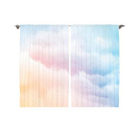 East Urban Home Clouds Curtains, Fluffy Dreamy Gradient Faded Pastel Cloud Ethereal Fog Sublime Rainbow Featured Print,