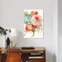 East Urban Home 'Garden Bouquet, Orange Red I' Print on Canvas