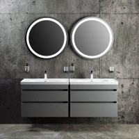 Bath Oasis Modern Wall Mounted Bathroom Vanity With Washbasin | Niagara Grey Matte Collection | Non Toxic Fire Resistant