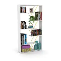 Mercer41 Furnish Home Store Wood Frame Etagere Open Back 6 Shelves Bookcase Industrial Bookshelf For Office And Living R