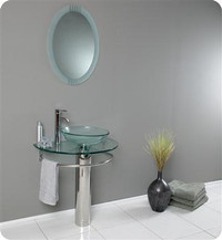 Attrazione 2 Inch Modern Glass Bathroom Pedestal or as a Set ( Mirror, Faucet, Hardware & P-Trap )  FB