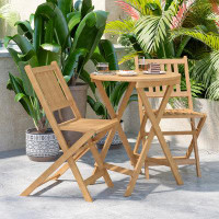 Winston Porter Edil Indoor/Outdoor Acacia Wood Folding Table and 2 Chair Bistro Set