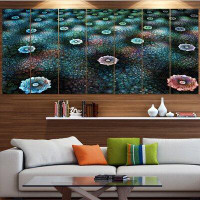 Made in Canada - Design Art 'Blue Flowers on Alien Planet' Graphic Art Print Multi-Piece Image on Canvas