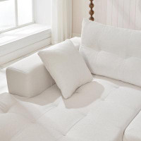 Latitude Run® 110" Minimalist Linen L-Shaped Upholstered Sectional Sofa