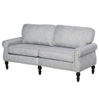 TRADITIONAL STYLE DOUBLE SOFA WITH SPONGE PADDING AND RUBBER WOOD LEG, 2 SEATER NAIL HEAD ACCENT LOVESEAT FOR LIVING ROO