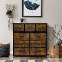 Rebrilliant Dresser W/ 9 Drawers - Bedroom Chest Furniture Tower - Marble Collection