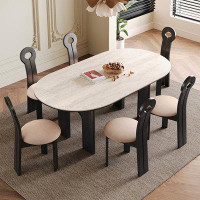 HIGH CHESS Sintered stone dining table and chair ash oval