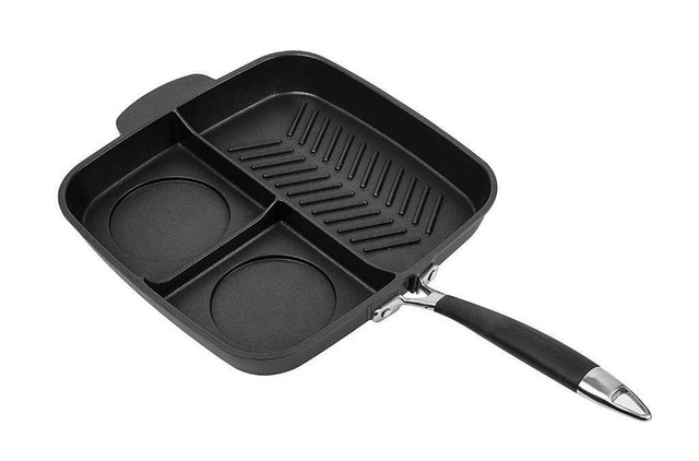 MASTERPAN NON-STICK 3 SECTION MEAL SKILLET, 11, BLACK in Other