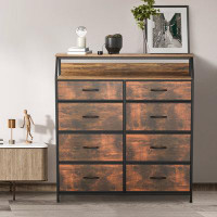 17 Stories 8-Drawer Fabric Dresser With Handle For Living Room Bedroom Entryway