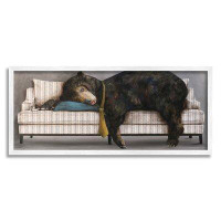 Stupell Industries Exhausted Papa Bear Sleeping Business Tie Modern Couch White Framed Giclee Texturized Art By Kamdon K