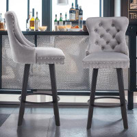 Rosdorf Park Velvet Upholstered Swivel Bar Stool ,With Button Tufted Back - Modern Design, Comfortable Seating- Armless