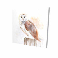 Made in Canada - Millwood Pines 'Snow Owl on a Log' Oil Painting Print on Wrapped Canvas