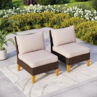 Lark Manor Argyri Armless Wicker Outdoor Patio Chair with Cushions