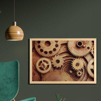 East Urban Home Ambesonne Industrial Wall Art With Frame, Inside The Clocks Theme Gears Mechanical Device Image In Steam