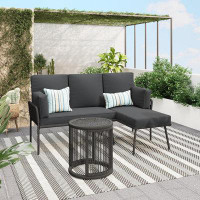 Ebern Designs Ebern Designs Patio Furniture Set, Outdoor Sectional Furniture Sets With Woven Rope Accents And 4-Inch Cus
