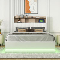 Ivy Bronx PU Storage Bed with LED Lights and USB charger