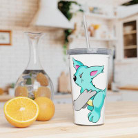East Urban Home Wolfin Plastic Tumbler With Straw